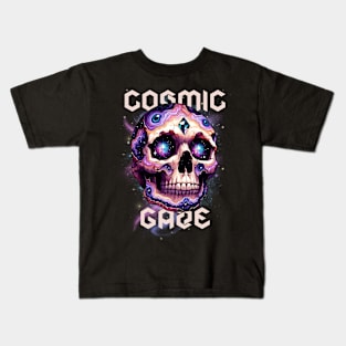 Cosmic space skull head Kids T-Shirt